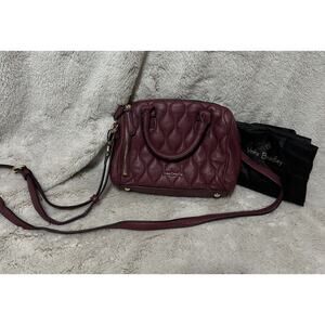 Vera Bradley Mini Marlo Quilted Leather Crossbody Handbag In Claret (wine) EUC